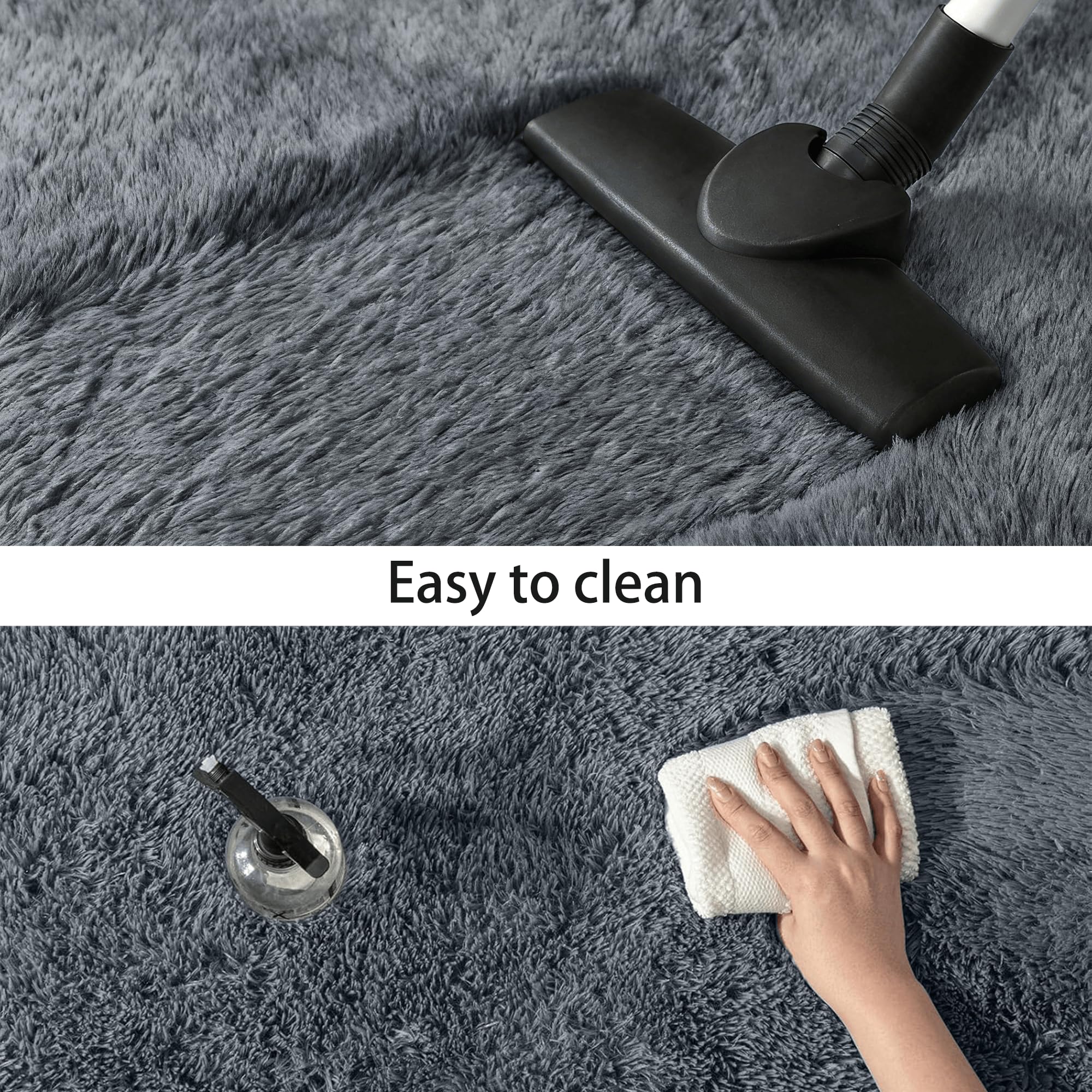 Area Rugs Tapis Moelleux 210 x 210 cm Dessous Antidérapant Aspect Fourrure Doux et Conforta Tapis Moderne pour Lit Chambre Adulte Gris Ado Fille Ado, Gris Foncé