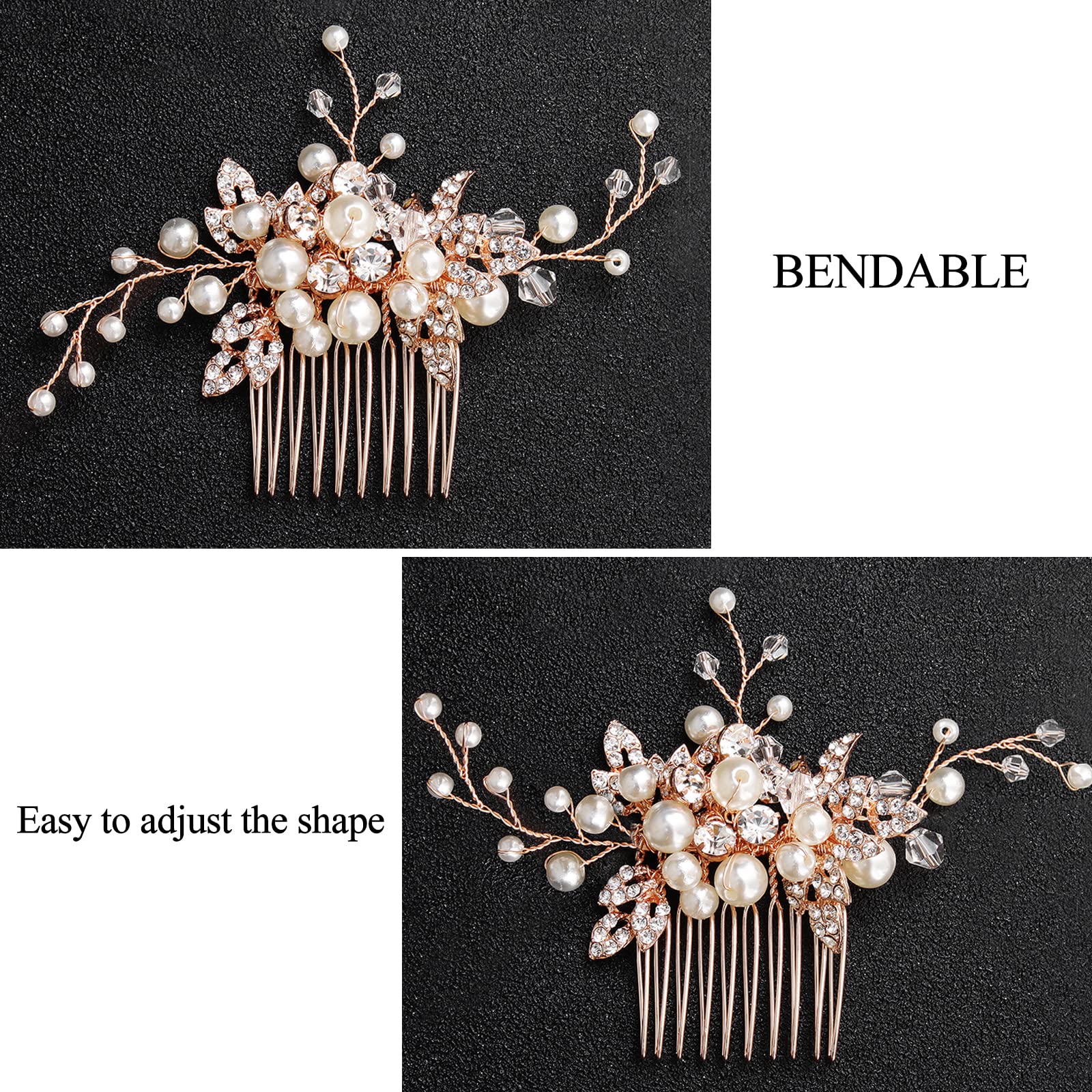 Amazon.com : Sppry Elegant Rhinestone Pearl Hair Combs 