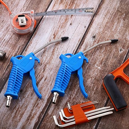 Miniatura 7 de Gisafai Pistola sopladora de boquilla de aire, 8 unidades, pistola de soplado de aire azul con punta de goma, pistola sopladora de aire de alto