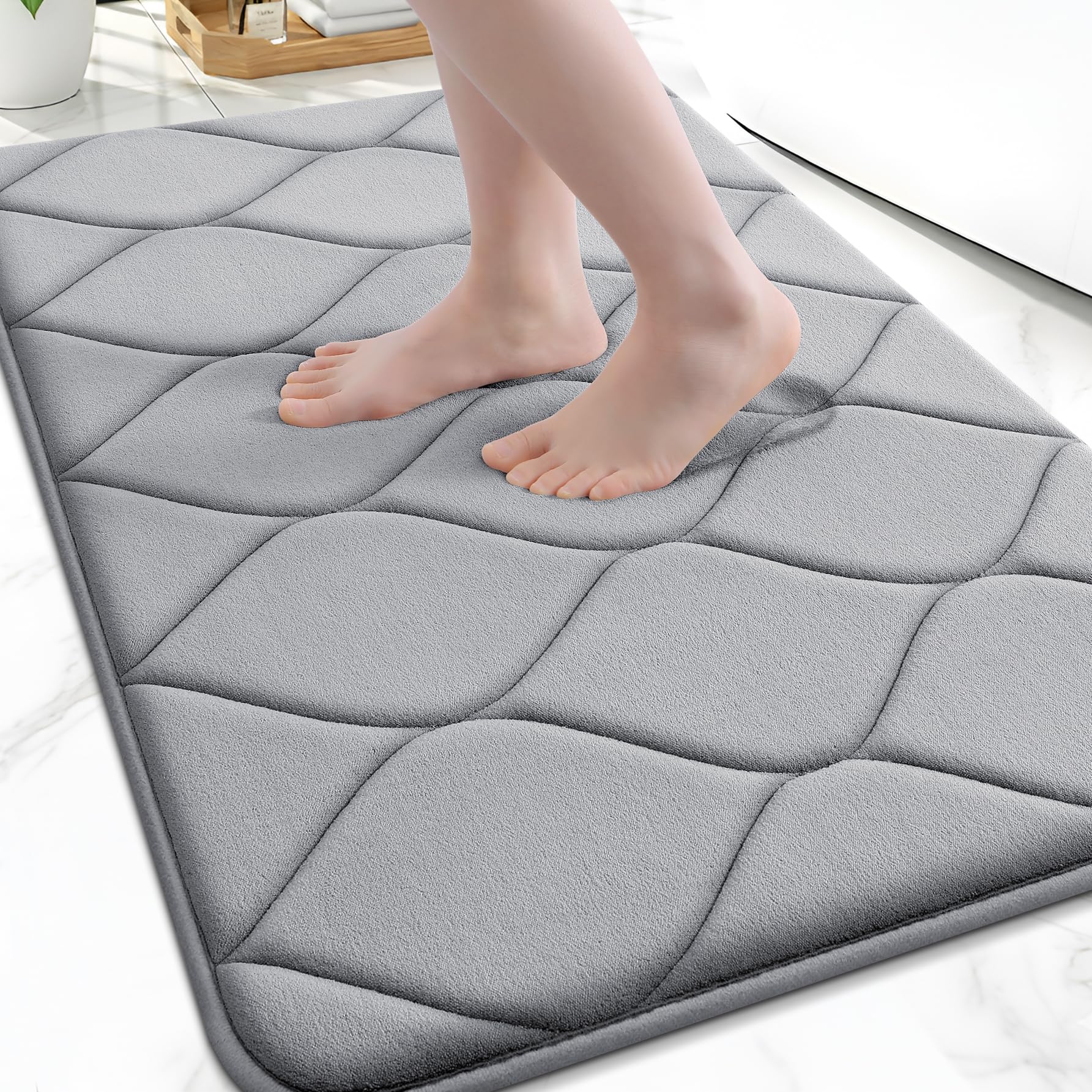 Smiry Memory Foam Bath Mat 24x16, Ultra Soft Absorbent Bathroom Rugs