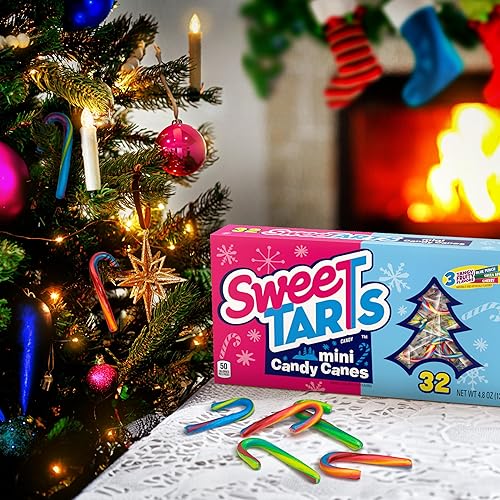 Miniatura 6 de SweeTarts Mini bastones de caramelo navideños, dulces navideños, rellenos de calcetines de Navidad para niños, caja de 4.8 onzas