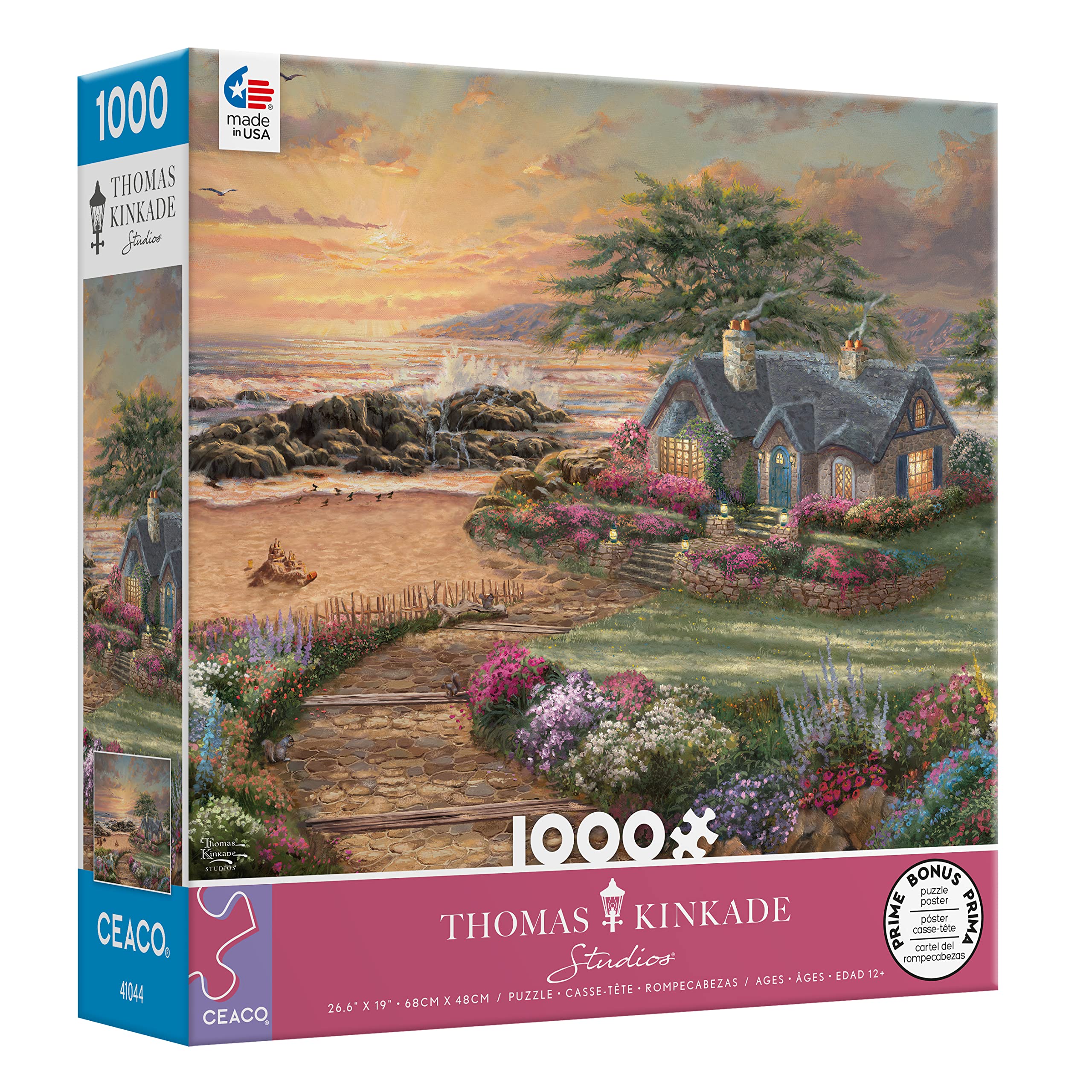 Ceaco Puzzle Thomas Kinkade – Seaside Hideaway Con Glitter, 750 Pezzi, Prodotto USA, Per Serate In Famiglia