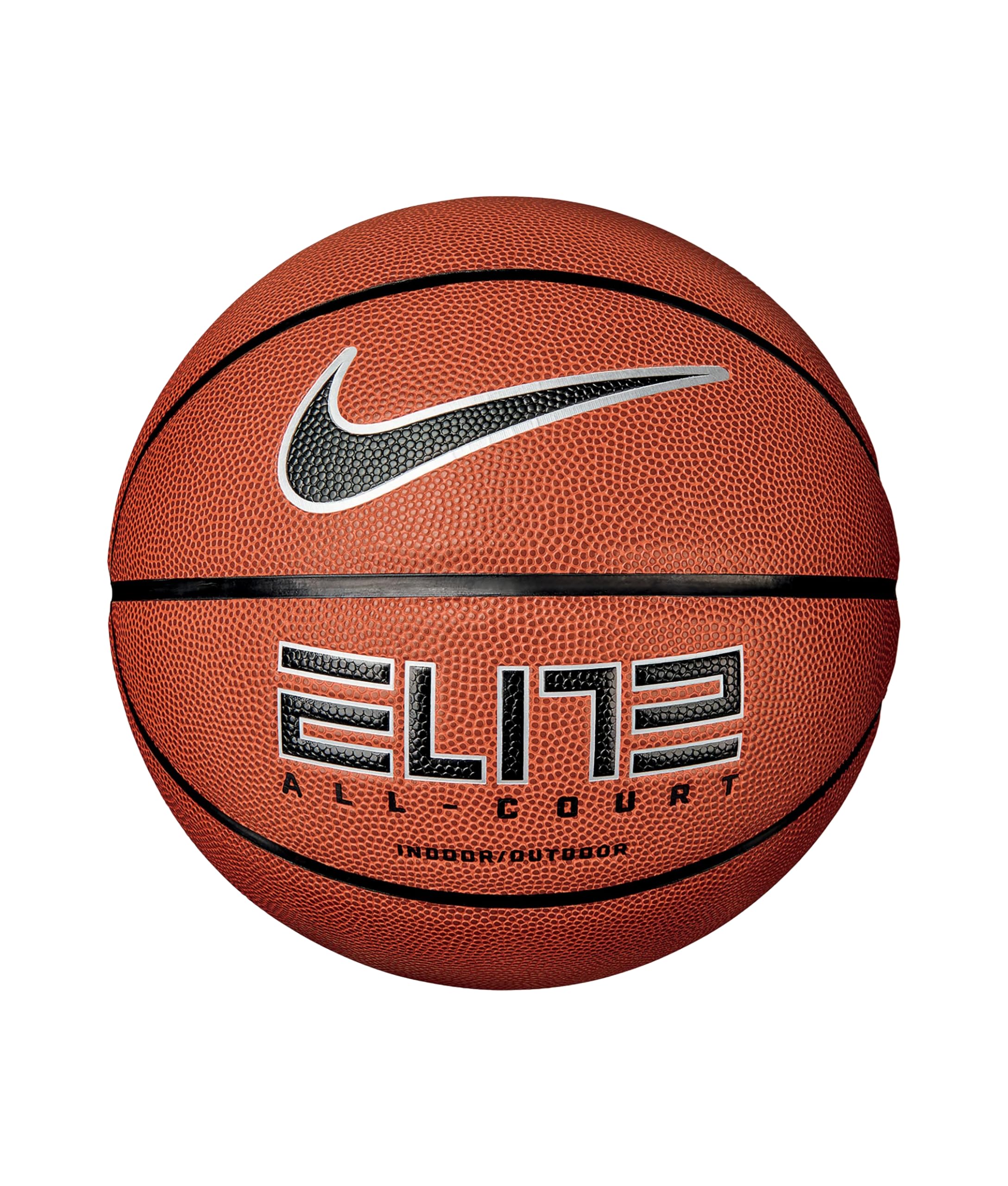 Nike Elite All Court Basketball 8P 2.0 – Indoor Outdoor Basketball Ball – Performance Basketball – Deflated delivered, Amber/Black/Metallic Silver/Black, 6 — image 1