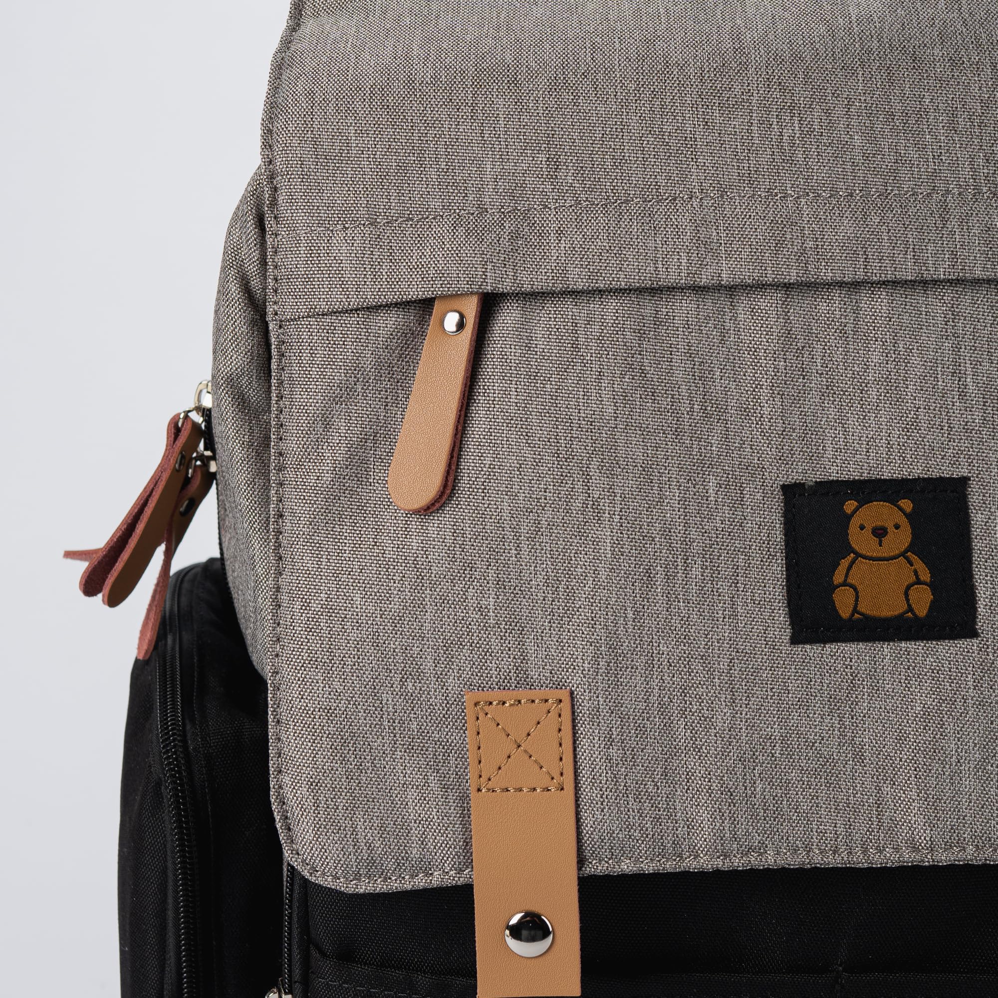 Baby Bliss Alexander Diaper Bag for New Parents - Backpack 4 Color Options, Organizational Pockets, Unisex-Babies, Diaperbag Backpack, Daily Use (Black and Grey)