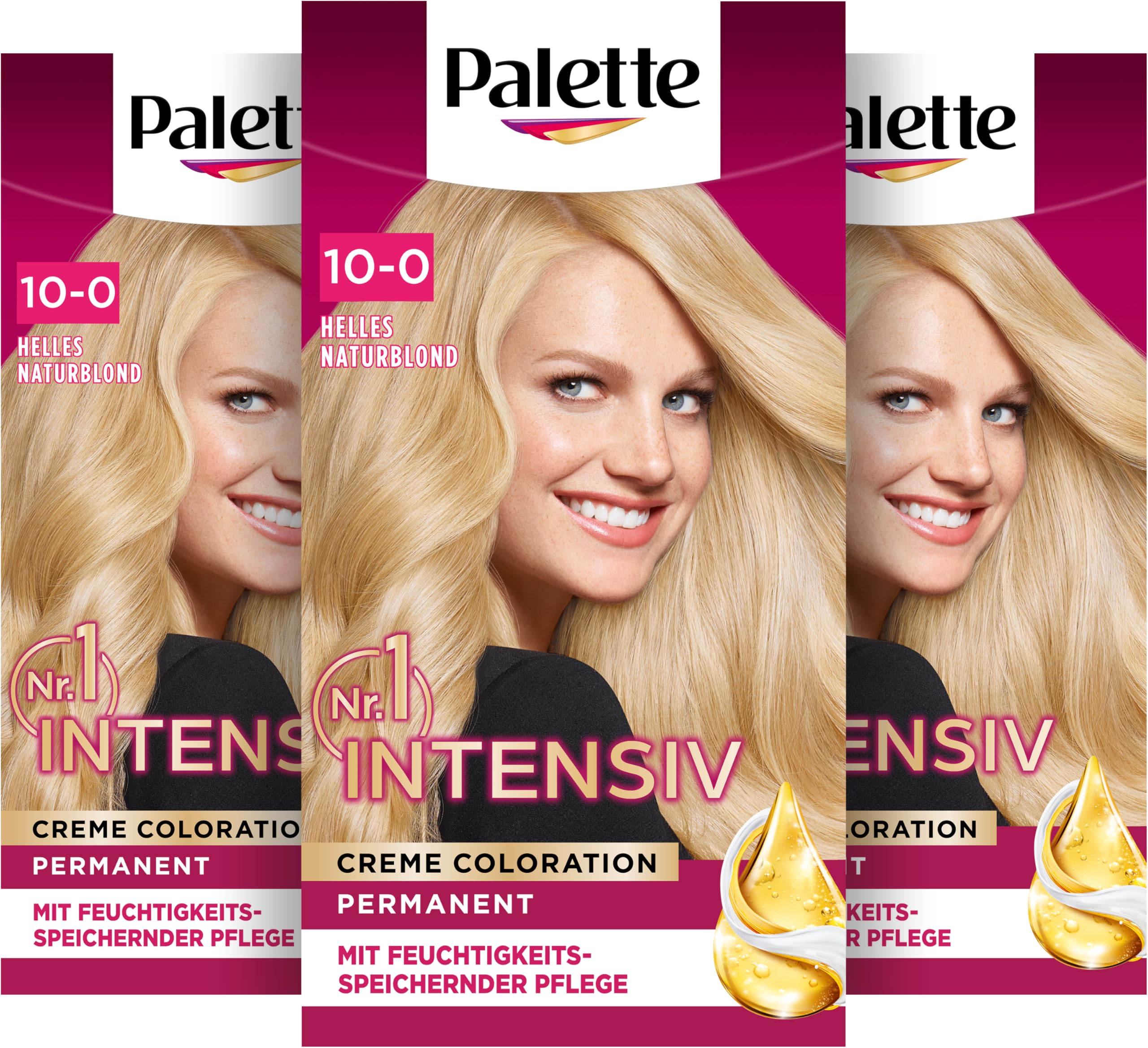 Palette Intensiv Creme Coloration 10-0/200 Helles Naturblond (115 ml), permanente Haarfarbe für leuchtende, langanhaltende Farbbrillanz & 100% Grauabdeckung