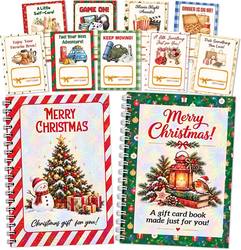 Devory Pack of 2 5x7" Hologram Merry Christmas Holiday Gift Card Books — 사진 1