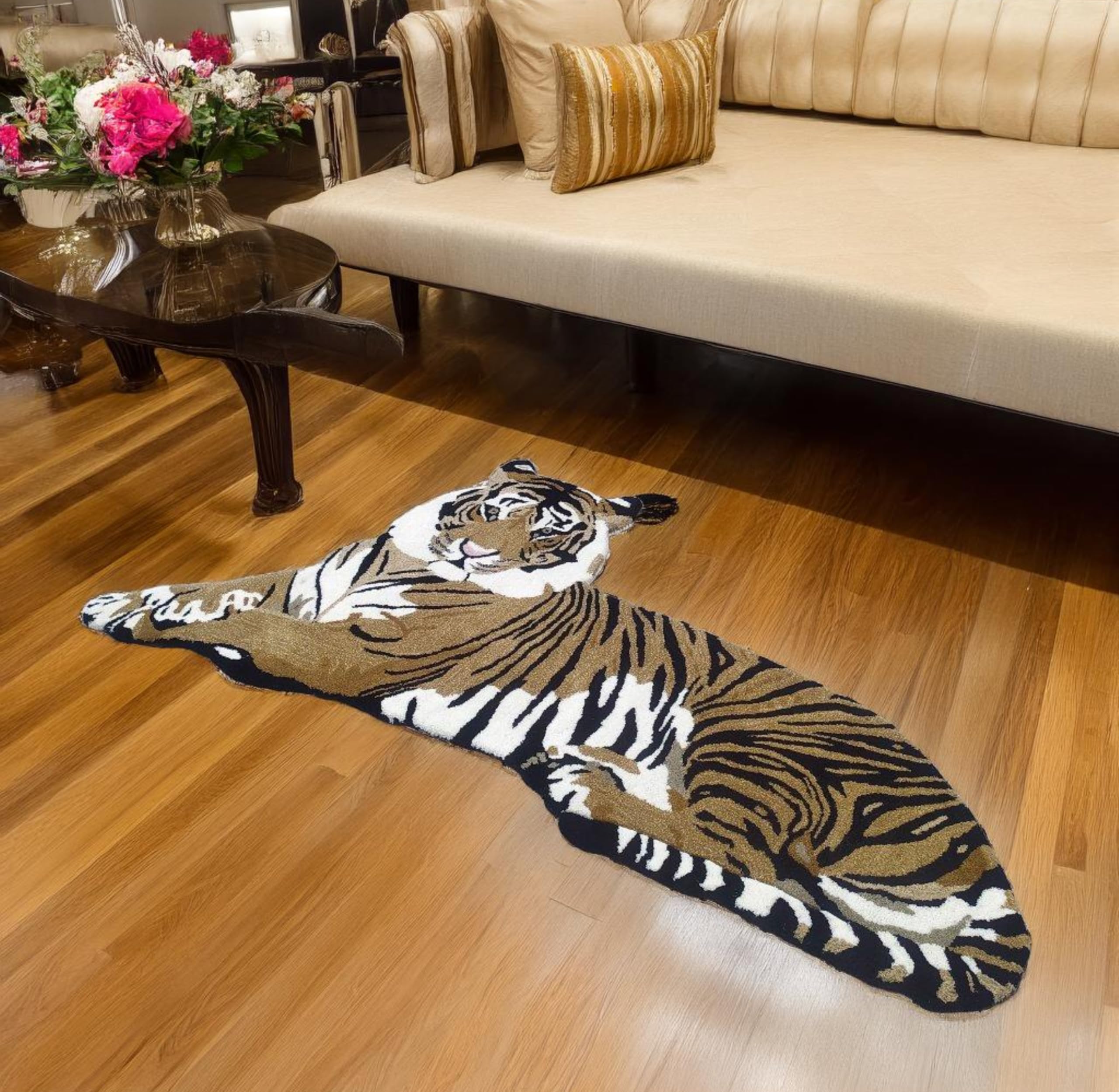 Buy Fida Arts Handmade Wool Tiger Rug – Realistic Animal Shape
