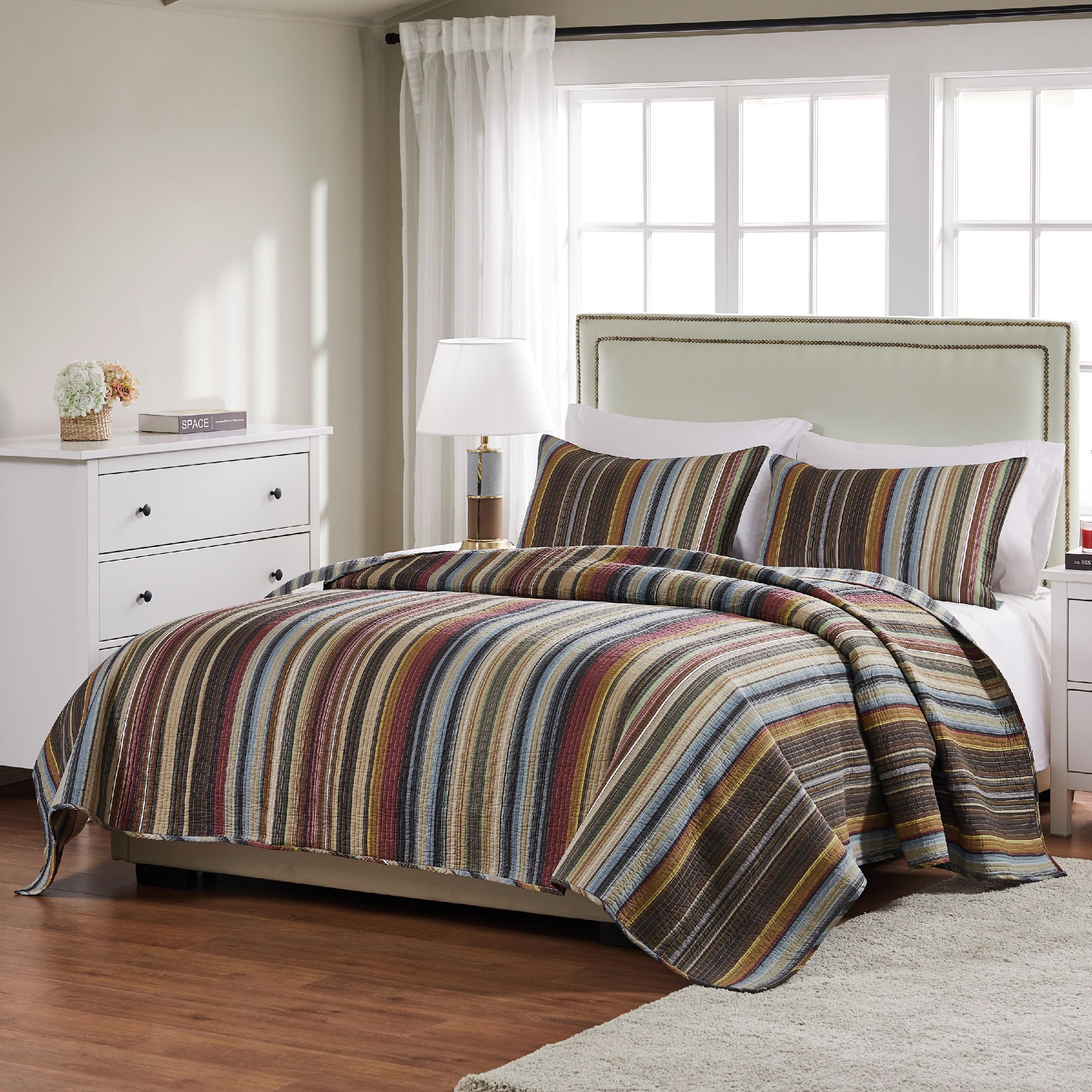 Durango 100% Cotton Reversible Quilt Set, 3-Piece King/Cal King, Earth