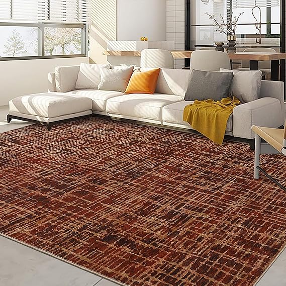 COZYLOOM Washable Rug 10x13 Area Rug for Bedroom Modern Living Room Rug Non Slip Abstract Large Area Rug Soft Non Shedding Throw Rugs Stain Resistant Carpet for Dining Room Nursery Red 10'x13'