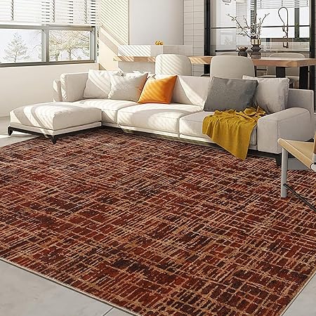 COZYLOOM Washable Rug 10x13 Area Rug for Bedroom Modern Living Room Rug Non Slip Abstract Large Area Rug Soft Non Shedding Throw Rugs Stain Resistant Carpet for Dining Room Nursery Red 10'x13'