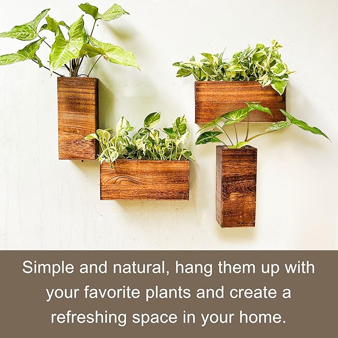 Each wooden planter box is made from high-quality natural wood, ensuring durability and longevity. The compact size of the planters allows for easy hanging on walls or placement on tabletops, shelves, or desks. The versatile design makes it easy to create stunning botanical displays or floral arrangements in any room of your home.