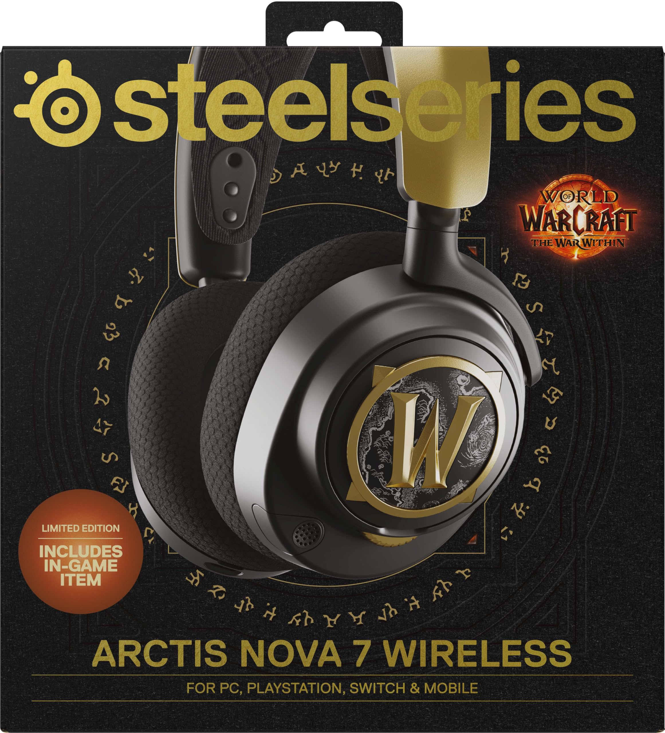 SteelSeries Arctis Nova 7 - Casque sans Fil Multi-Plateforme - World of Warcraft Edition - Objets en Jeu Inclus - 2,4 GHz + Bluetooth mixable - Batterie USB-C 38h - PlayStation, PC, Switch
