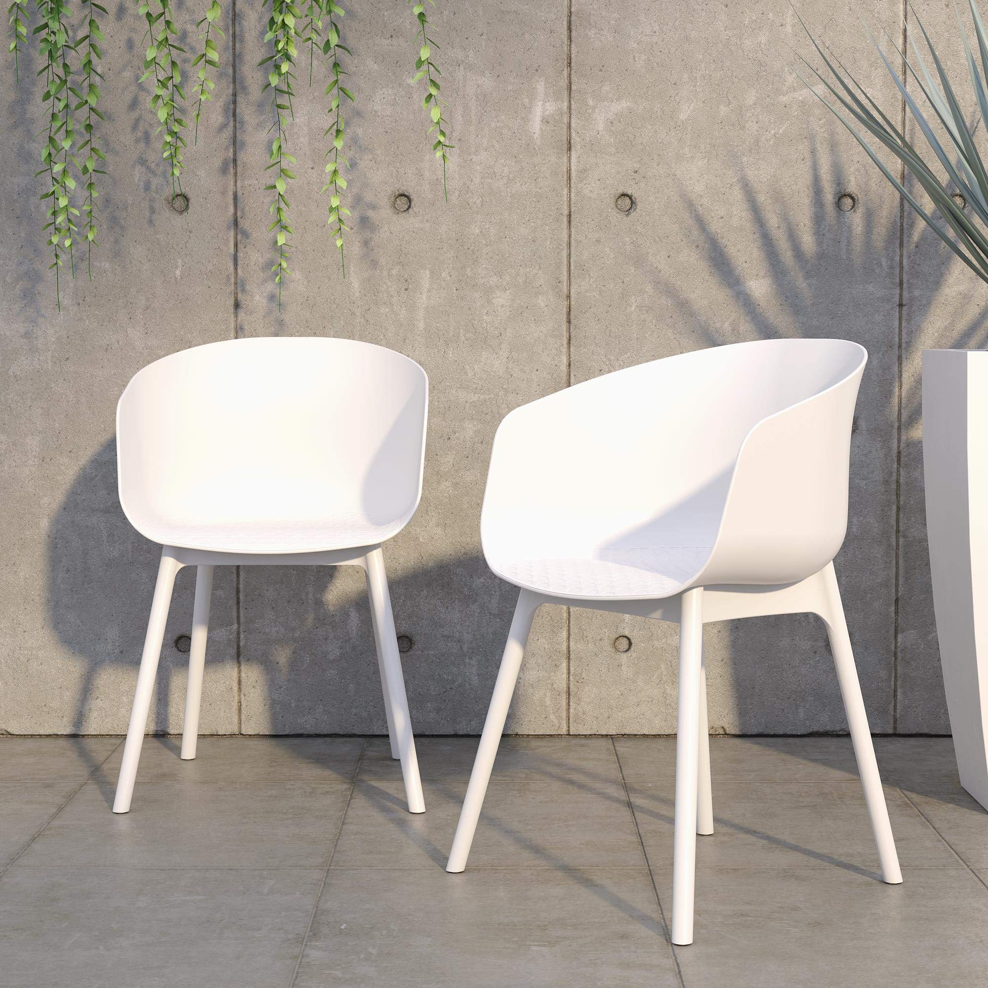 Novogratz York XL Dining Chairs, Indoor/Outdoor, White, Pack of 2