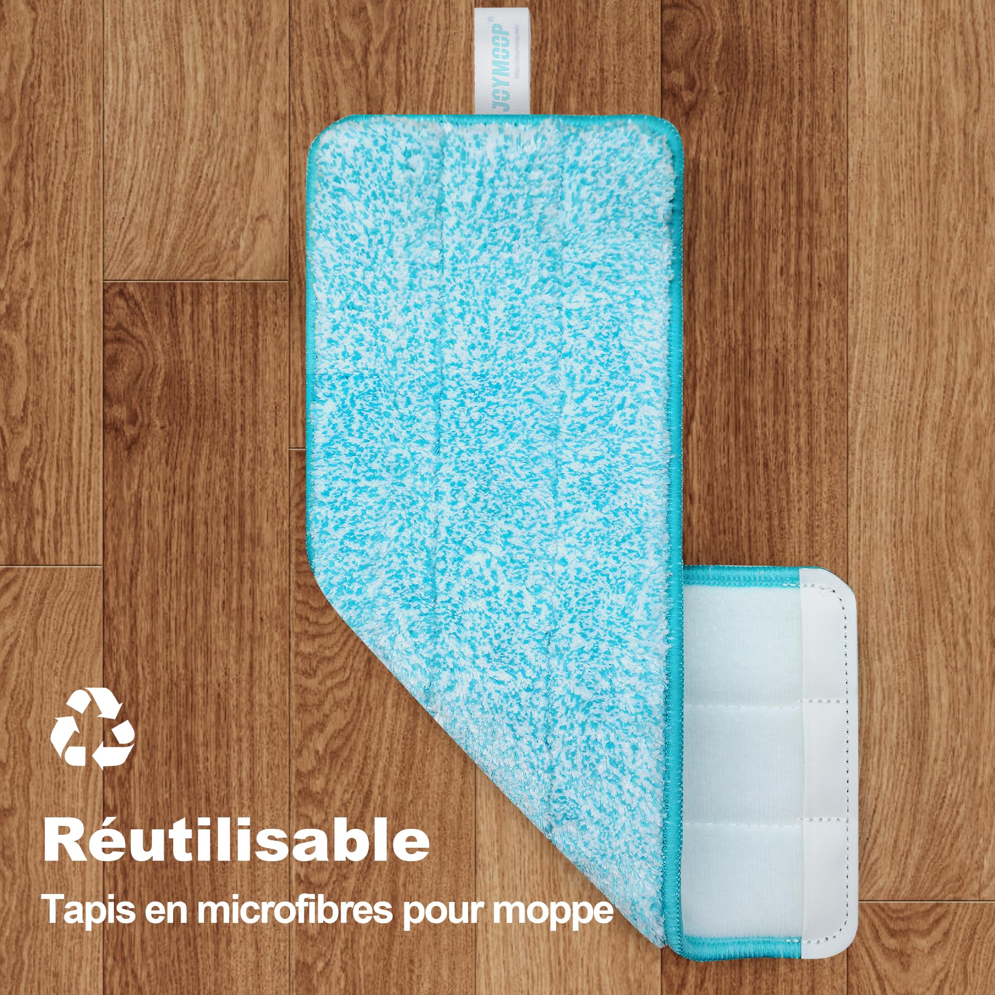JOYMOOP Ensemble Mopa Et Seau avec Essoreuse, 5 Tampons Microfibre Réutilisables, pour Sols Et Murs, Mopa Mains Libres Usage Domestique - Gris + Bleu Cyan