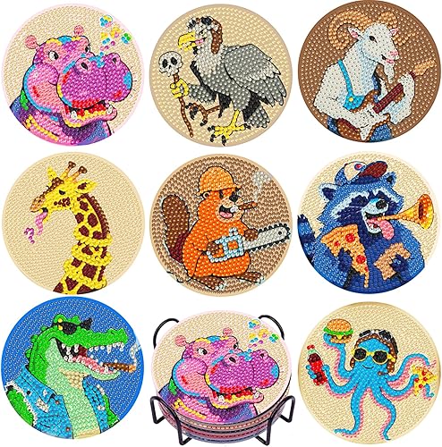 Miniatura 16 de DOTSOPS Paquete de 6 juegos de pintura de diamantes de arte con soporte 5D, kits de pintura de diamantes para adultos, lunares de gemas redondas