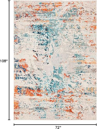 Miniatura 10 de SAFAVIEH Madison Collection 3' Square Cream  Orange MAD478B Modern Abstract Non-Shedding Living Room Bedroom Accent Rug