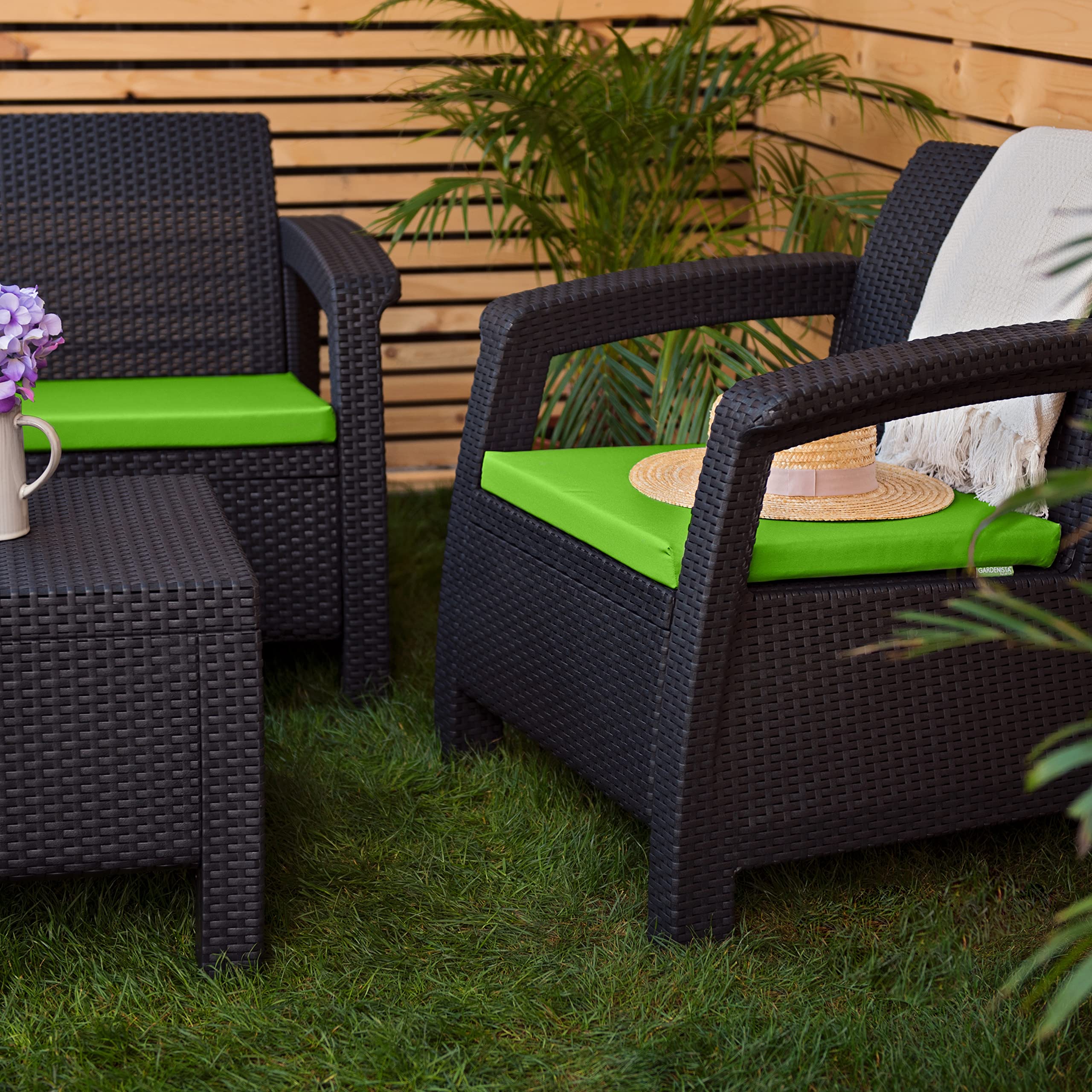 Gardenista Cojines para Exterior para Muebles de ratán | Cojines de jardín para Keter Allibert Carolina | Impermeables para Muebles de Patio | Livianos y duraderos | 4 Piezas (Lima)