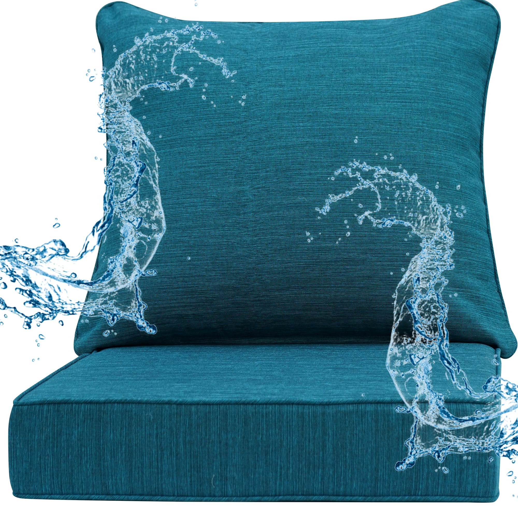 AONETOZ Deep Seat Patio Cushions Set 24 x 24 Inch,Olefin Fabric Outdoor Seat Cushion,Patio Furniture Cushions with Removable Cover,Rain-Proof and Fade