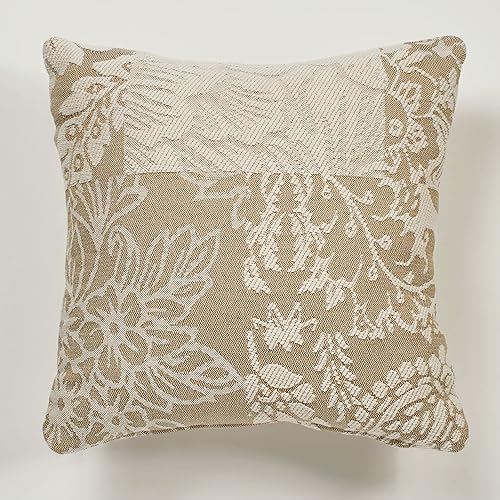 Touch of Class Almohada reversible a medida con medallón de cachemira floral, color gris pardo marfil, cuadrada, de 18 pulgadas