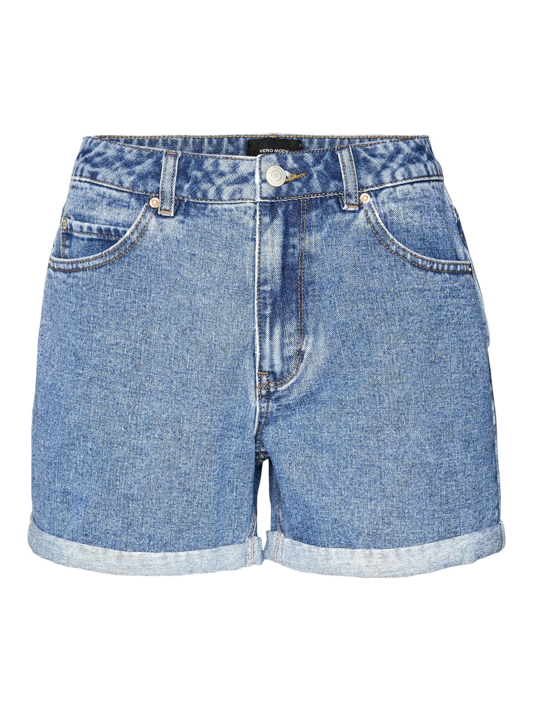VERO Moda Women's VMZURI HR Loose Shorts Mix NOOS Shorts, Medium Blue Denim, L