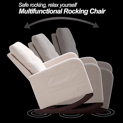 Miniatura 5 de Mecedora para bebé con respaldo copetudo, cómoda silla deslizante para guardería, silla decorativa moderna para sala de estar, sillón tapizado con
