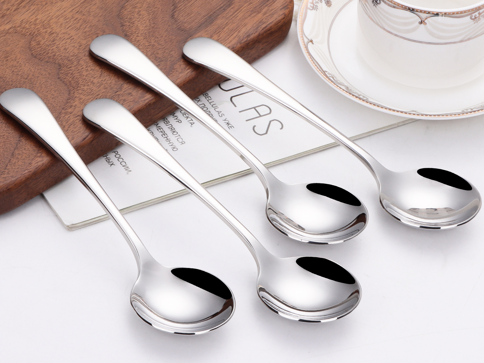 IRONX 6-Pack Heavy Duty Soup Spoons - 18/10 Stainless Steel Large Round Spoons, 7.7 Inches - View #5