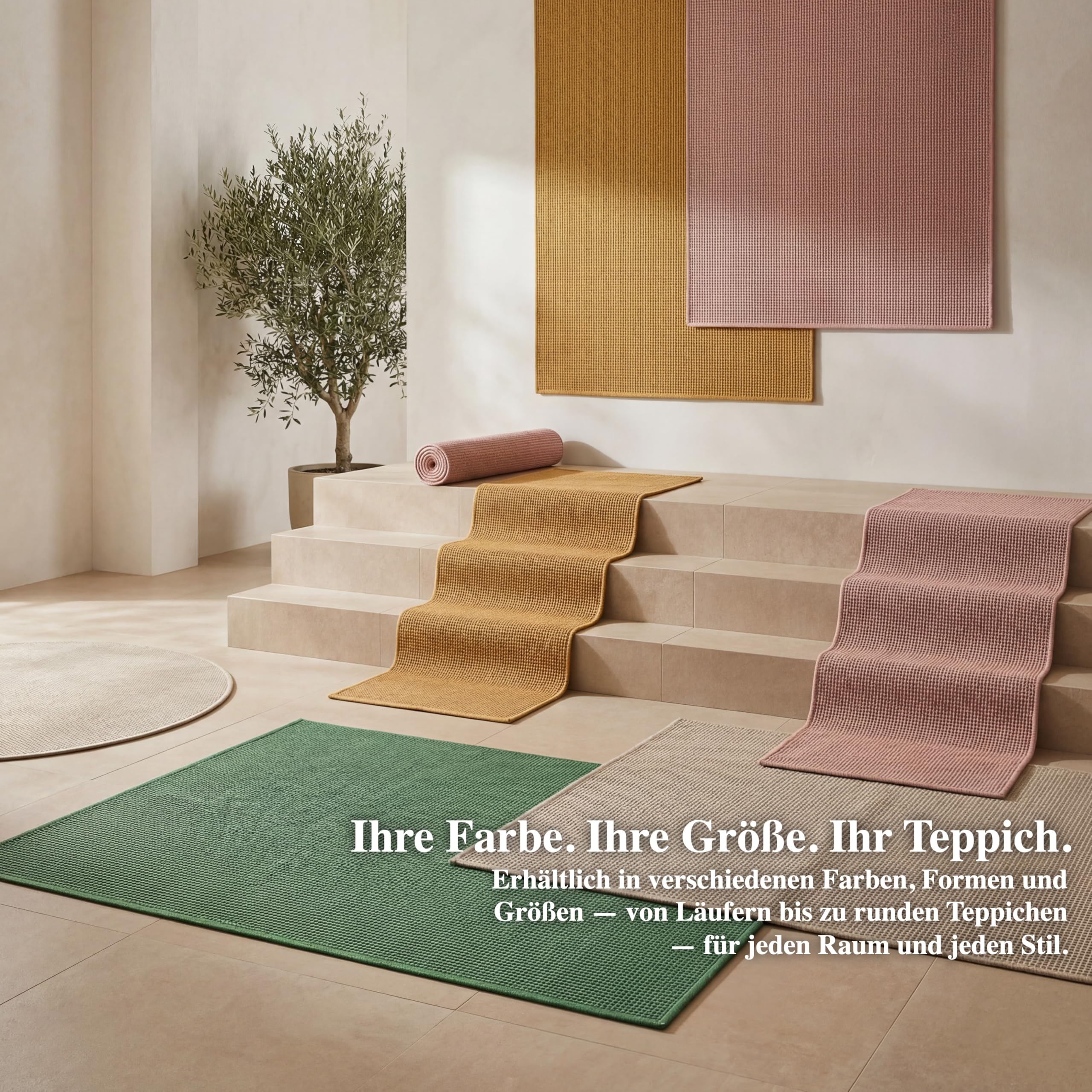 Jimri In- & Outdoor Teppich - Wetterfester Teppich für Balkon, Terrasse, Garten, Wohnzimmer, Küche - Strapazierfähiger Bodenteppich, Widersteht UV-Strahlen & Wasser - Größe 200 cm Rund, Blau