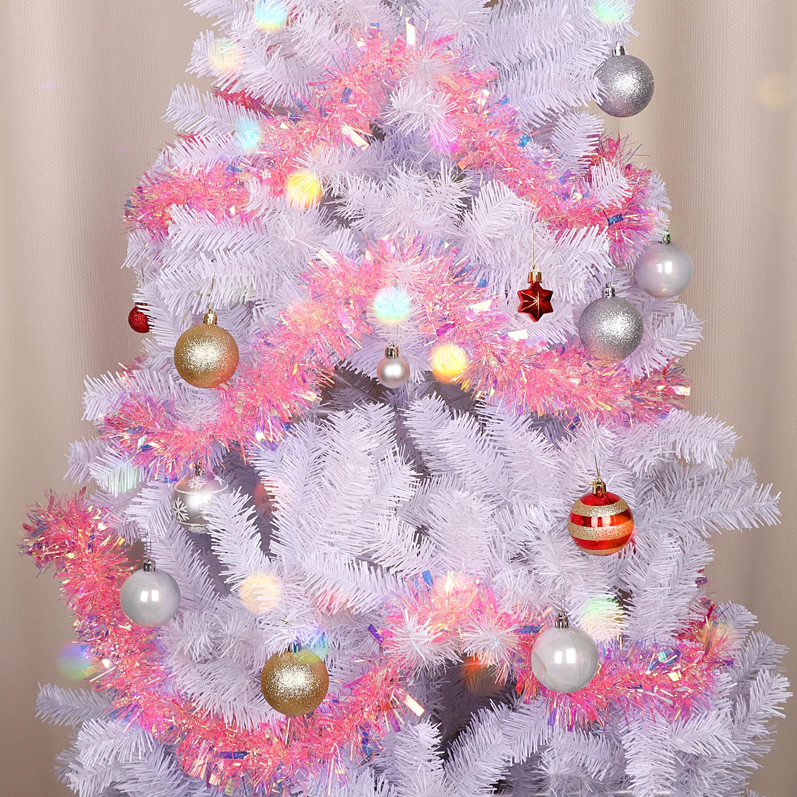 CCINEE Weihnachts-Lametta-Girlande, glitzernde Metallic-Lametta-Girlande für Weihnachtsbaum, Weihnachten, Party, Kamin, hängende Dekorationen, 100 m