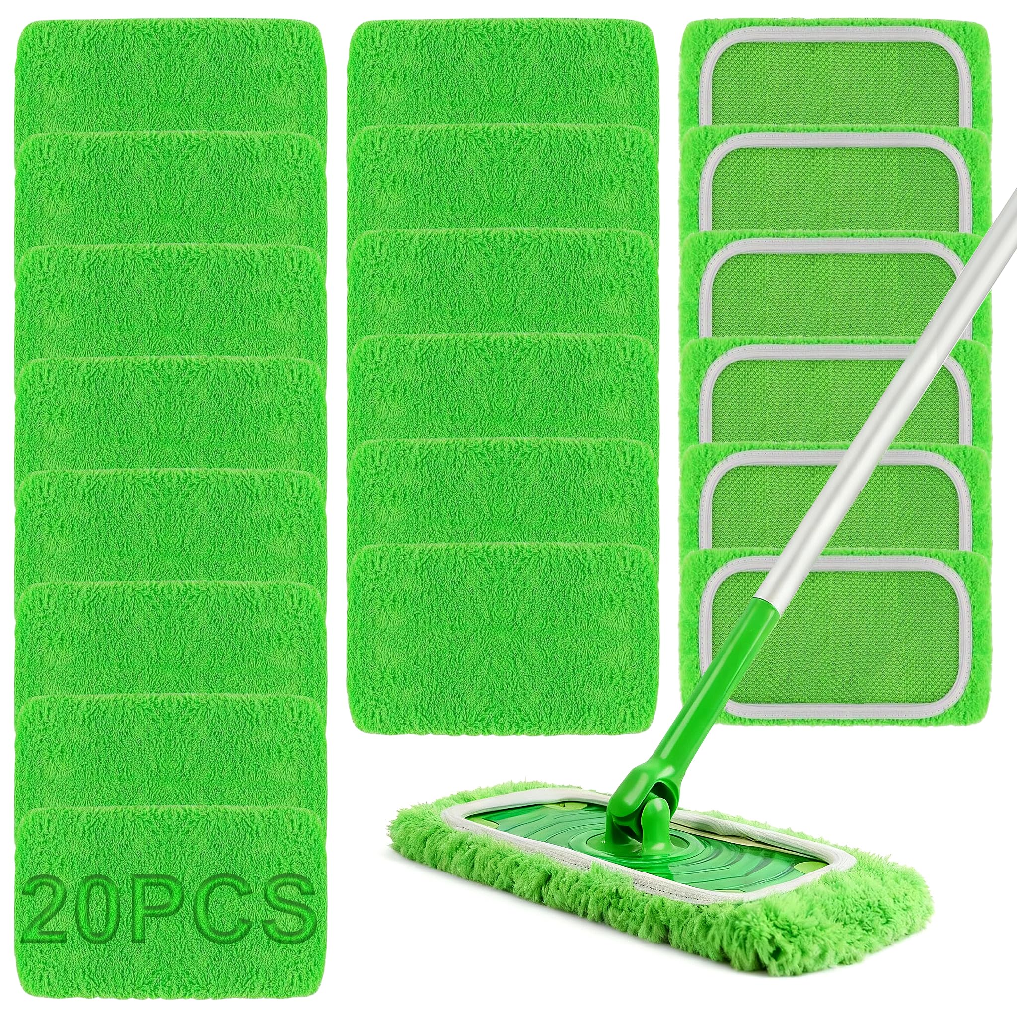 20 Stück für Swiffer Bodentücher Tücher Mikrofaser Set, Waschbare Mikrofaser Bodentücher,Feucht- und Trockenwischbezüge,Zur Reinigung von Hartböden und Holzböde (20)