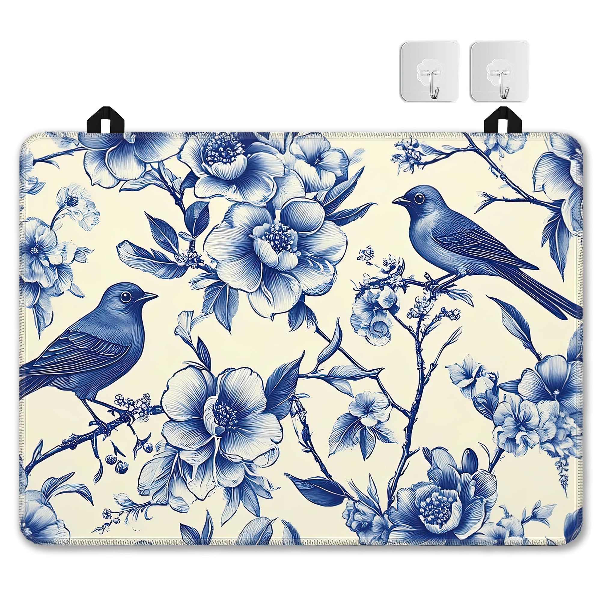 Stove Top Covers for Electric Stove,Blue Bird Flat Top Stove Cover,Spring Flowers Heat Resistant Glass Top Stove Cover Protector Anti-Slip Range Covers, 28 x 20 Inch