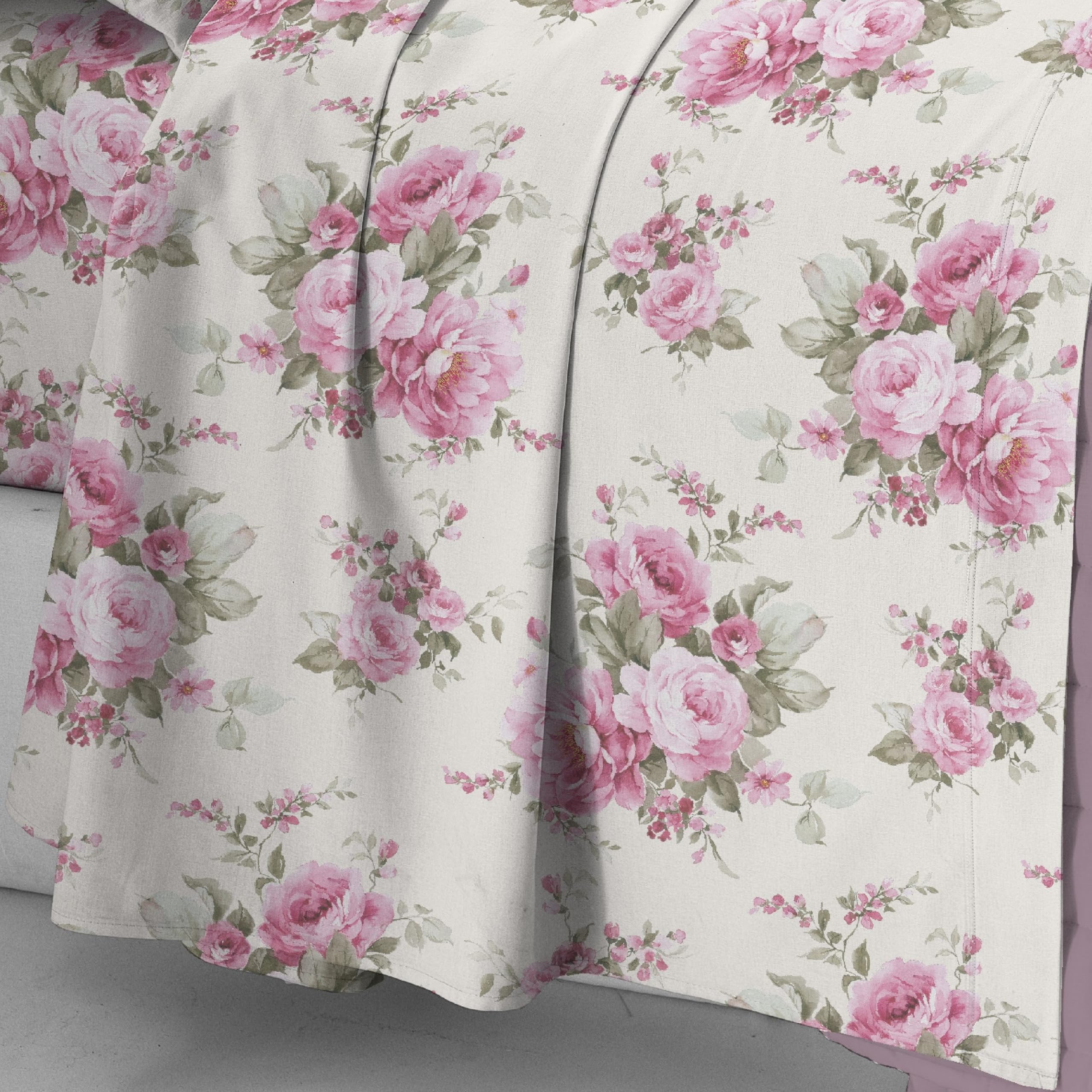 Mahome Set Completo Letto in Pregiata Flanella 100% Cotone con Trattamento Antipalline - Completo Lenzuola Caldo Cotone Morbide Artigianali Alta Qualità Made in Italy (Arianna Rosa, Piazza e Mezzo)