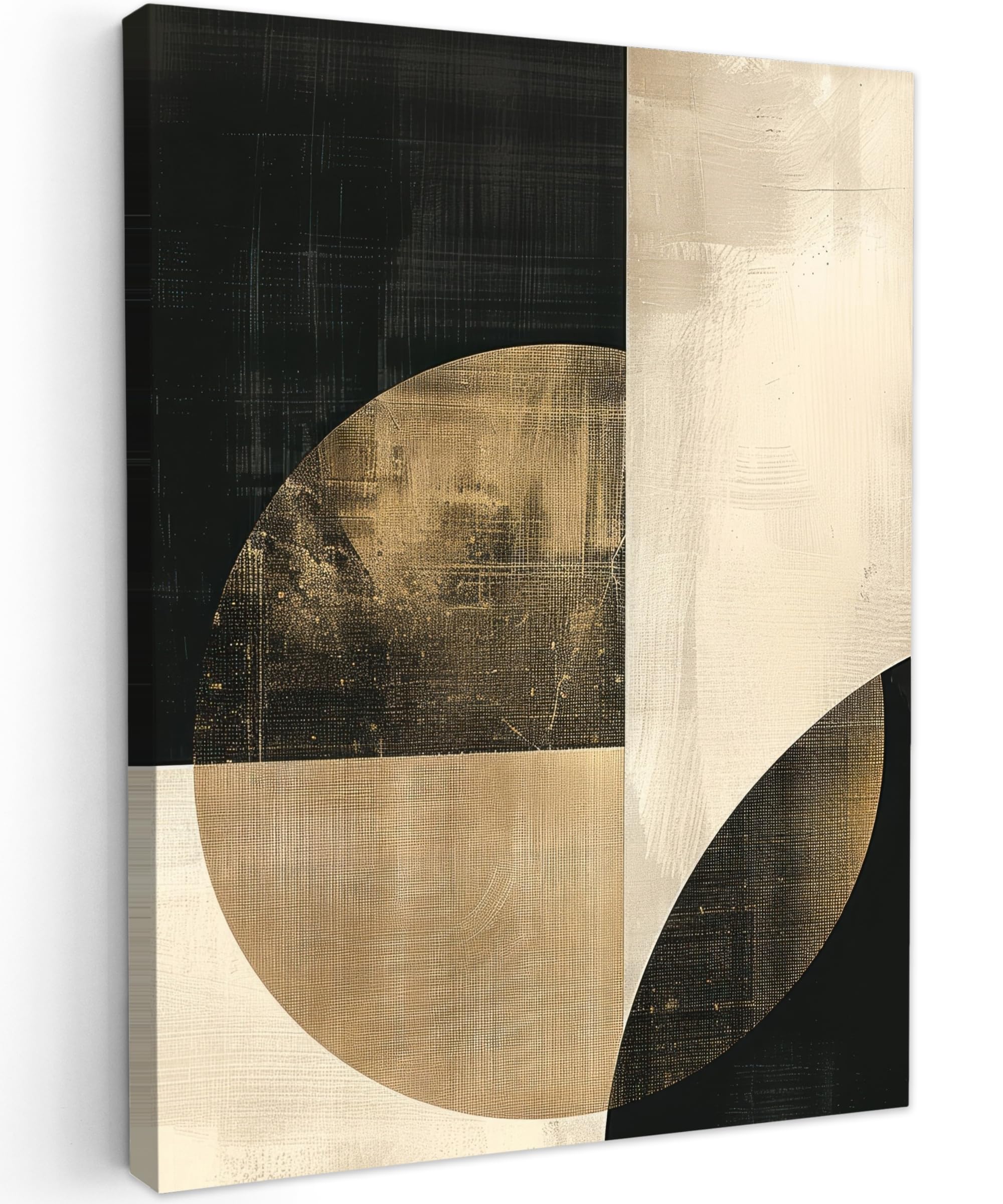MuchoWow© Canvas Wall Art 24"x31" / 60x80 cm Home Decor Paintings for Living Room Decorations Gifts Hallway Abstract - Circles - Black - Gold
