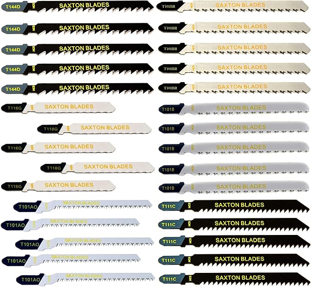 30pc Saxton T Shank Jigsaw Blades Set T144D T101B T101BR T111C T101AO T118G Wood & Metal fit Bosch, Dewalt, Makita etc