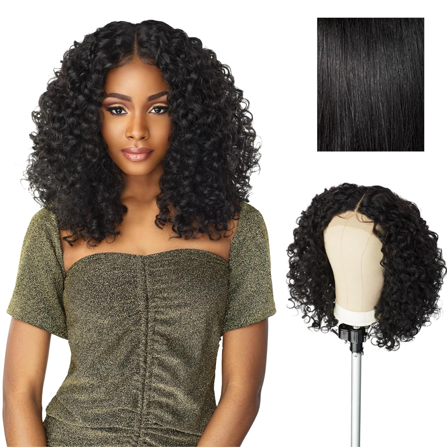 Sensationnel Butta Lace Wigs - Unit 5 Extra Wide 5 Inch Deep Parting Synthetic Preplucked Hairline Glueless Lacefront (1 JETBLACK)