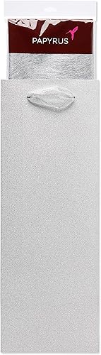 Miniatura 2 de Papyrus Bolsa de regalo de bebidas de 14 pulgadas con papel de seda (purpurina plateada) para cumpleaños, bodas, despedidas de soltera y todas las