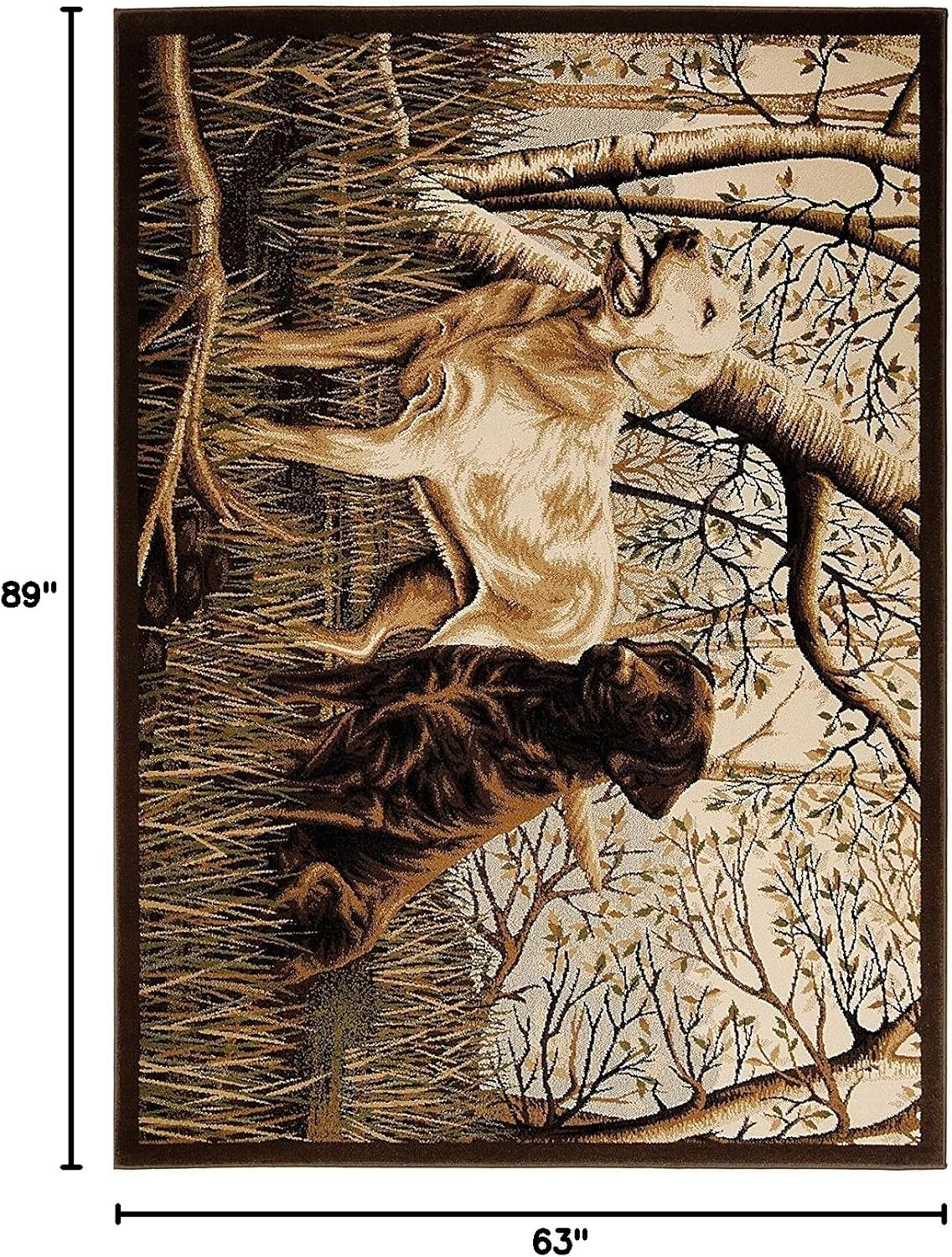 CR Wildlife Cabin Nature Labrador Retriever Scene Area Rug (5 Feet 3 Inch X 7 Feet 5 Inch)