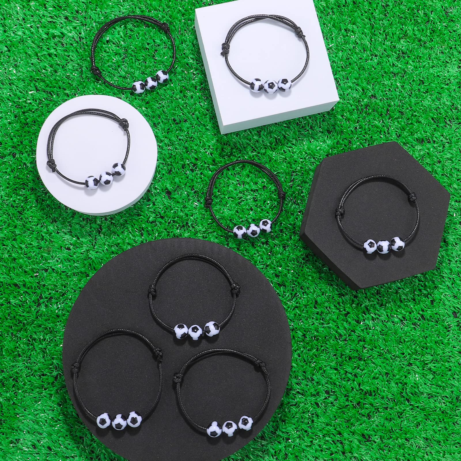 HLenyoy 20Pieces Football Charm Bracelets Friendship Bracelets for Kids Boys Men Adjustable Inspirational Bracelets Football Party Favors Gift Bag Fillers - Image 4