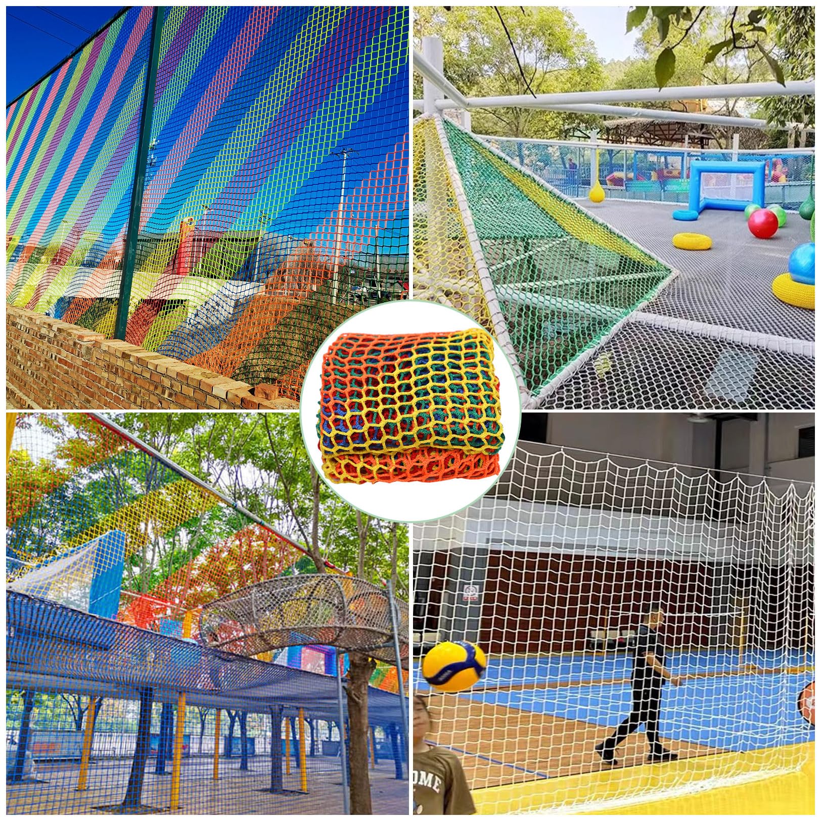 Child Safety Net Kids Pets Stairs Railing Protection Rope Net for Balcony Banister Guard Outdoor 4cm/4mm Knotless Anti-Fall Netting for Playground Treehouse(Size:2*2m(7*7ft),Color:Colourful) - Image 4