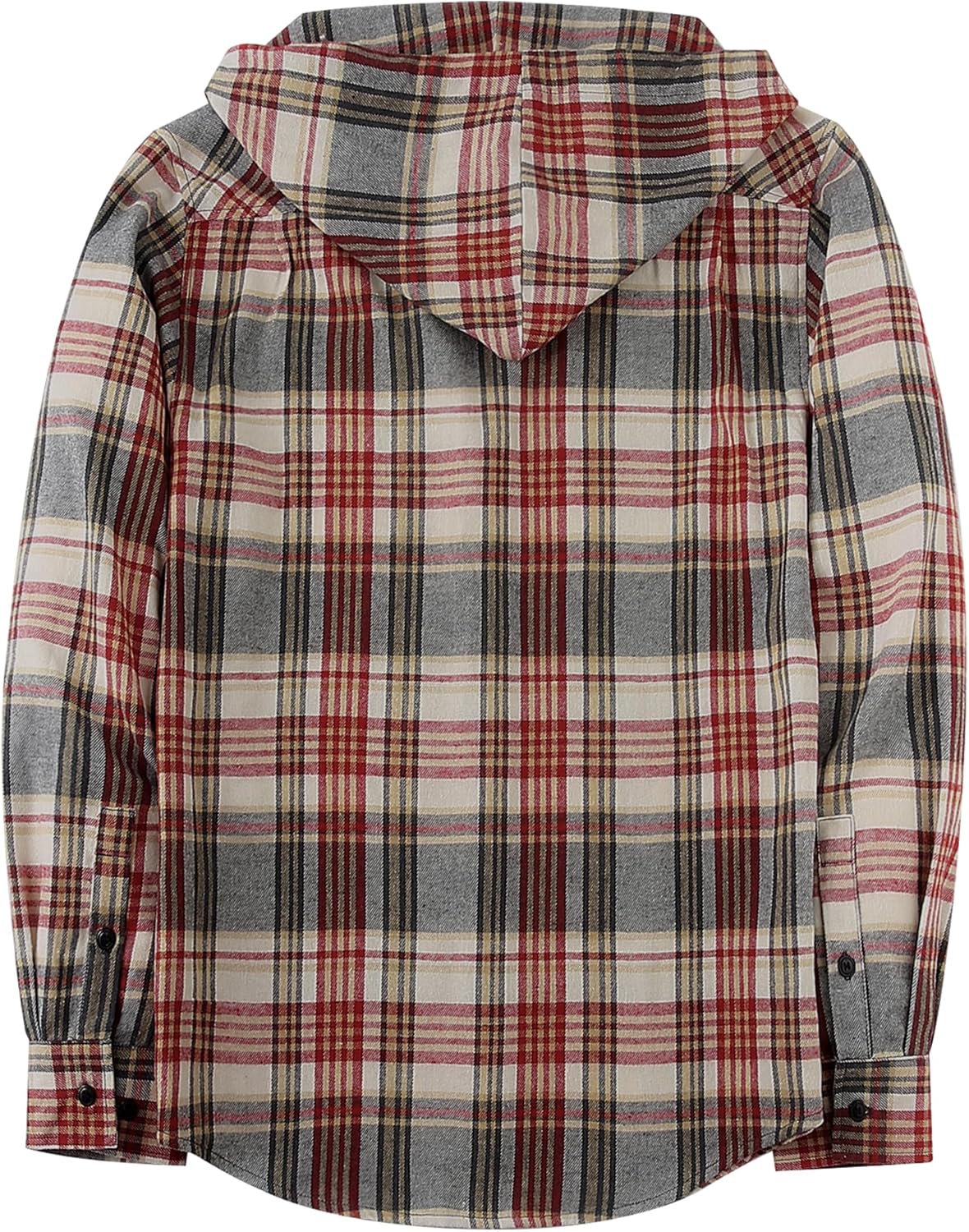 Spring Hooded Flannel Shirt for Men Casual Button Down Shirt Long Sleeve Plaid Hoodie with Pocket - Image 9