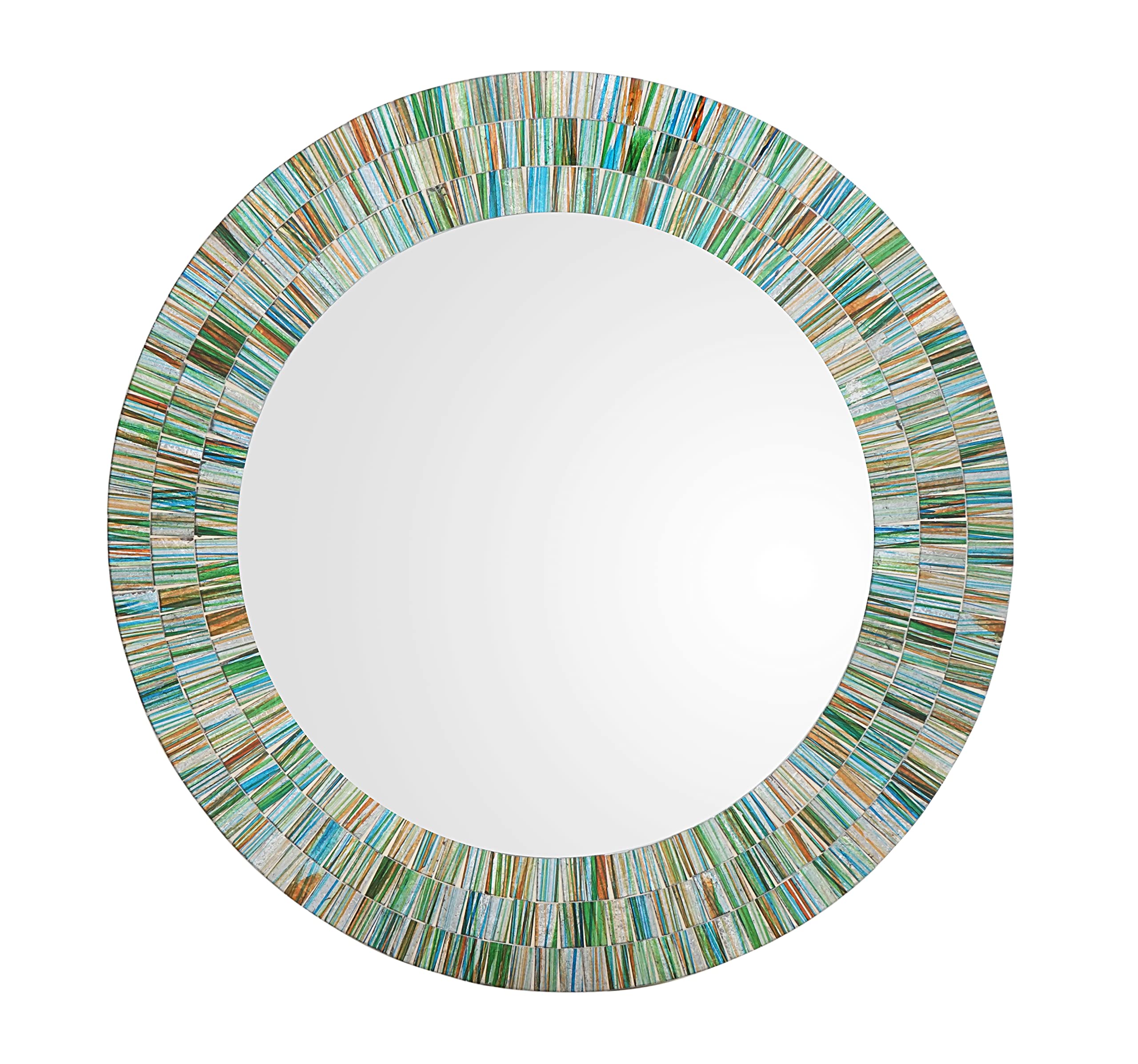 Harrow Decor Multicolor Mosaic Mirror In Green Rainbow Style, Size 18''