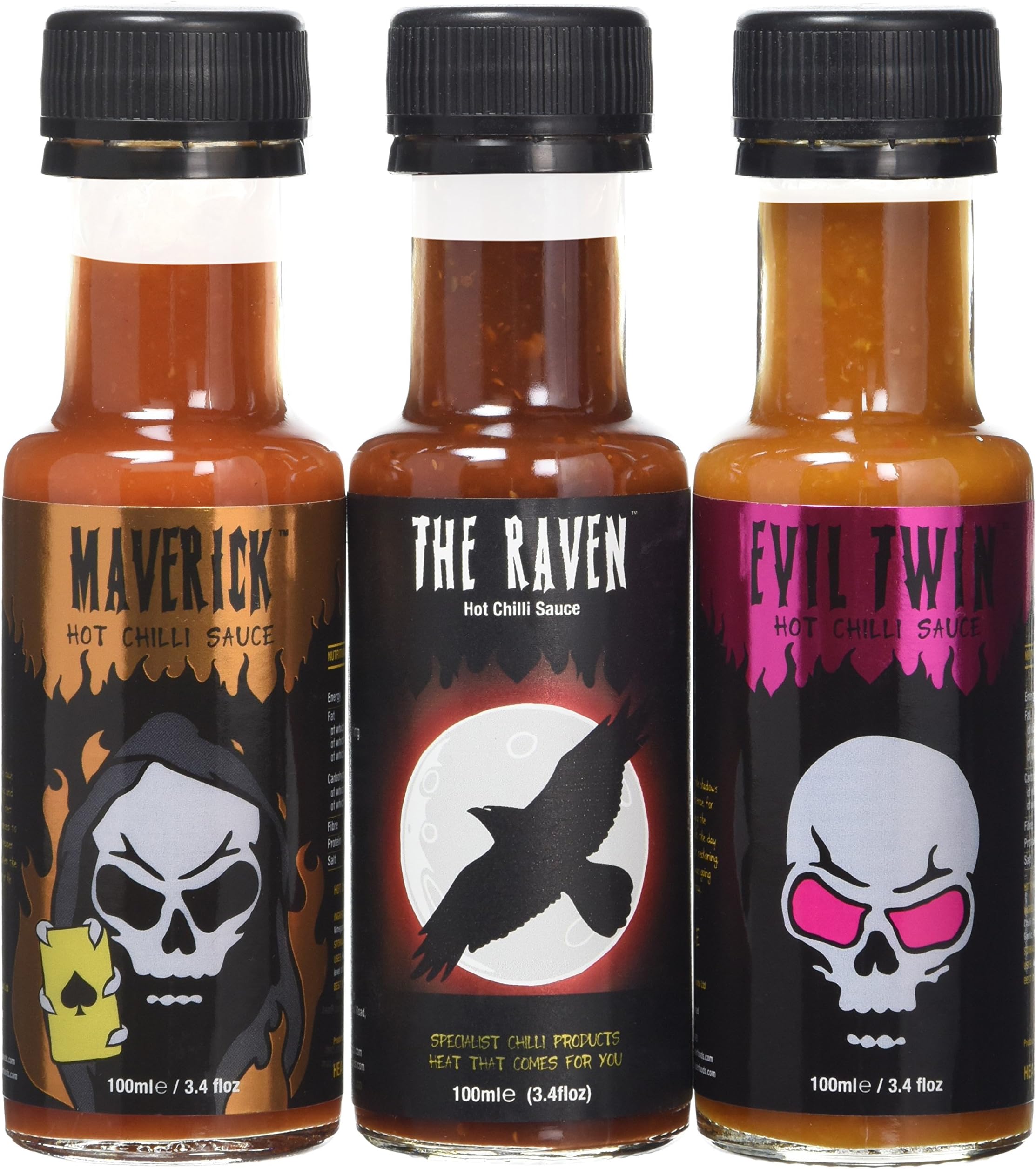 Grim Reaper Evil Twin/The Raven/Maverick Chilli Sauce Gift Pack