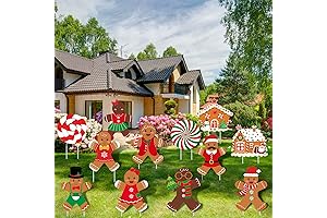 12 Pcs Christmas Outdoor Yard Signs Decorations with Stakes Xmas Gingerbread Yard...
