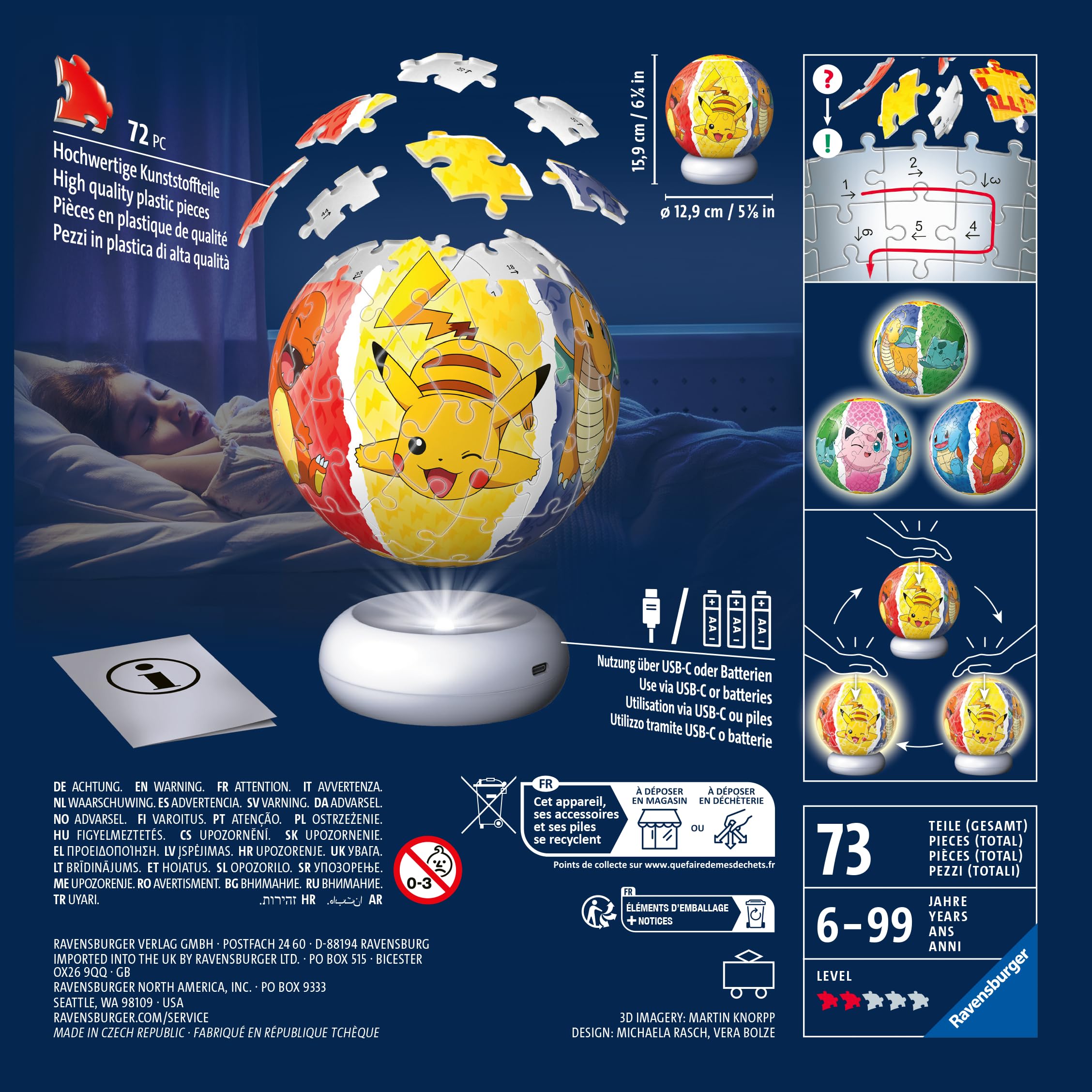 3D Puzzle-Ball Nachtlicht Pokémon: Erleben Sie Puzzeln in der 3. Dimension!