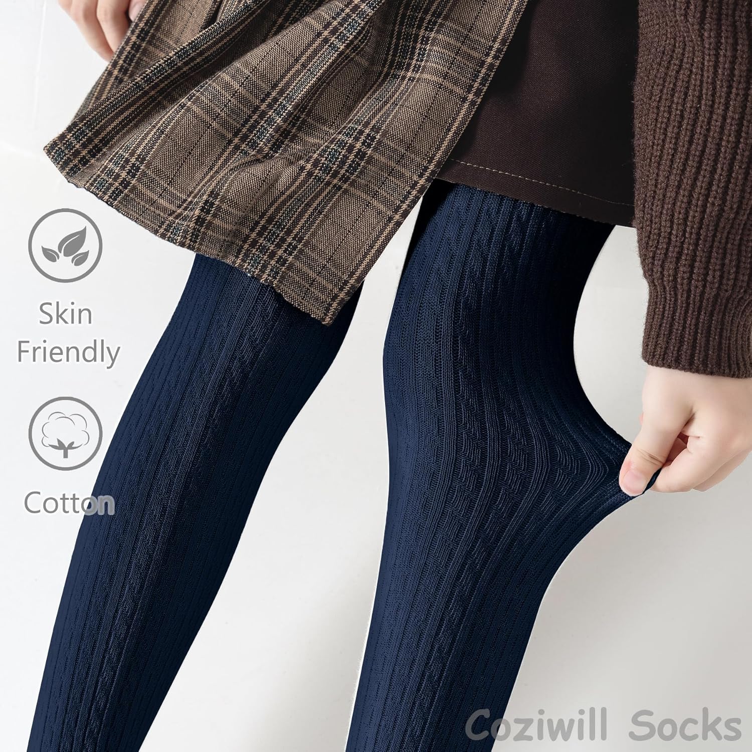 Girls Tights Seamless Toddler Stockings Tights Soft Cotton Cable Knit School Girls Leggings 4-12 Years - Image 3