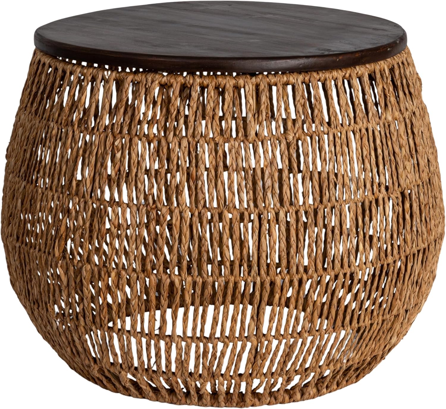 Bloomingville Hand-Woven Seagrass and Pine Wood Round Side Table, Natural