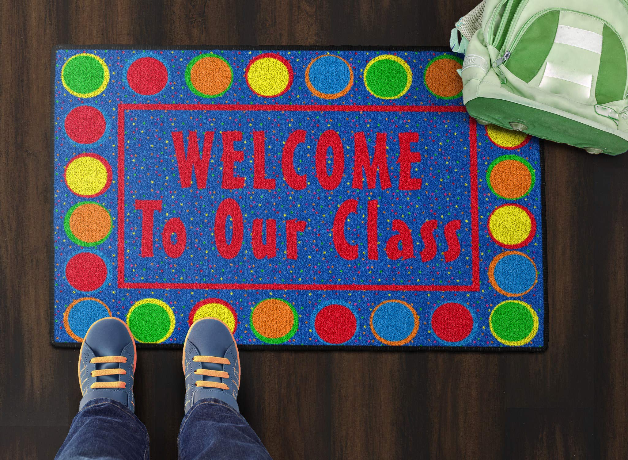 Flagship Carpets Childrens Multicolor Welcome Mat for Classroom or Kids Home School Room, Kids Room and Playroom or Entryway Rug, 2' x 3', Spots