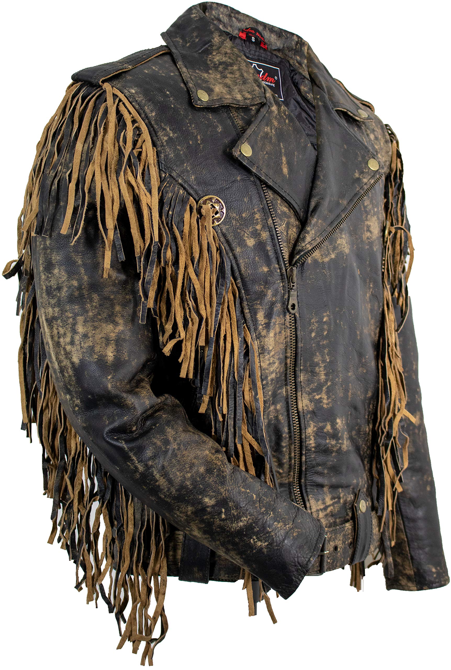 Chopper Lederjacke mit Fransen aus echtem Leder im Vintage Look