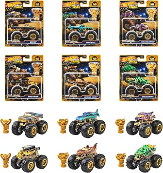 Hot Wheels 986C-JDV96 Monster Truck, Trophy Champions, Assorted, Vehicle, Mini Car, 6 Pieces, Sold in Box, Ages 3 and Up, Multi