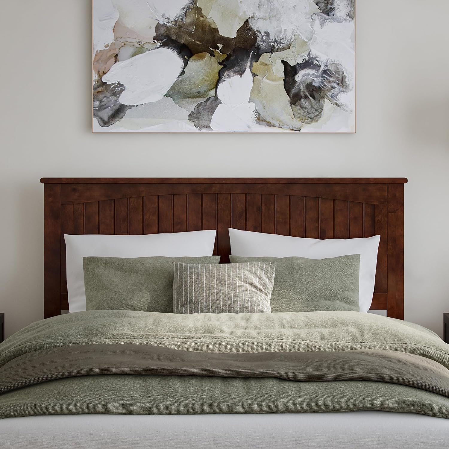 AFI Nantucket Queen Solid Wood Platform Bed with Footboard & Storage Drawers in Walnut