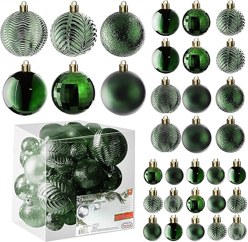 Miniatura 15 de PREXTEX - Adornos navideños inastillables de 36 piezas en azul medianoche: elegantes bolas de adorno navideño, juego ideal de adornos navideños Azul